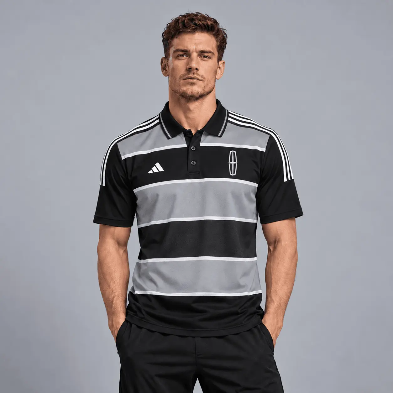 Lincoln | Heritage Broad Stripe Three Stripe Short Sleeve Athletic Polo Shirt