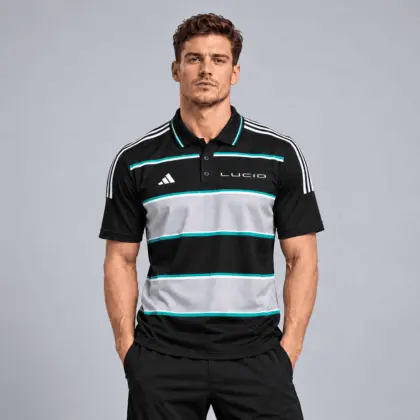 Lucid | Heritage Broad Stripe Three Stripe Short Sleeve Athletic Polo Shirt