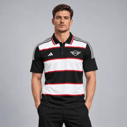 Mini | Heritage Broad Stripe Three Stripe Short Sleeve Athletic Polo Shirt