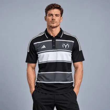 Ram | Heritage Broad Stripe Three Stripe Short Sleeve Athletic Polo Shirt