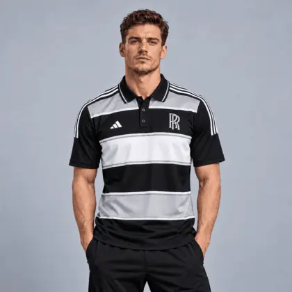 Rolls-royce | Heritage Broad Stripe Three Stripe Short Sleeve Athletic Polo Shirt