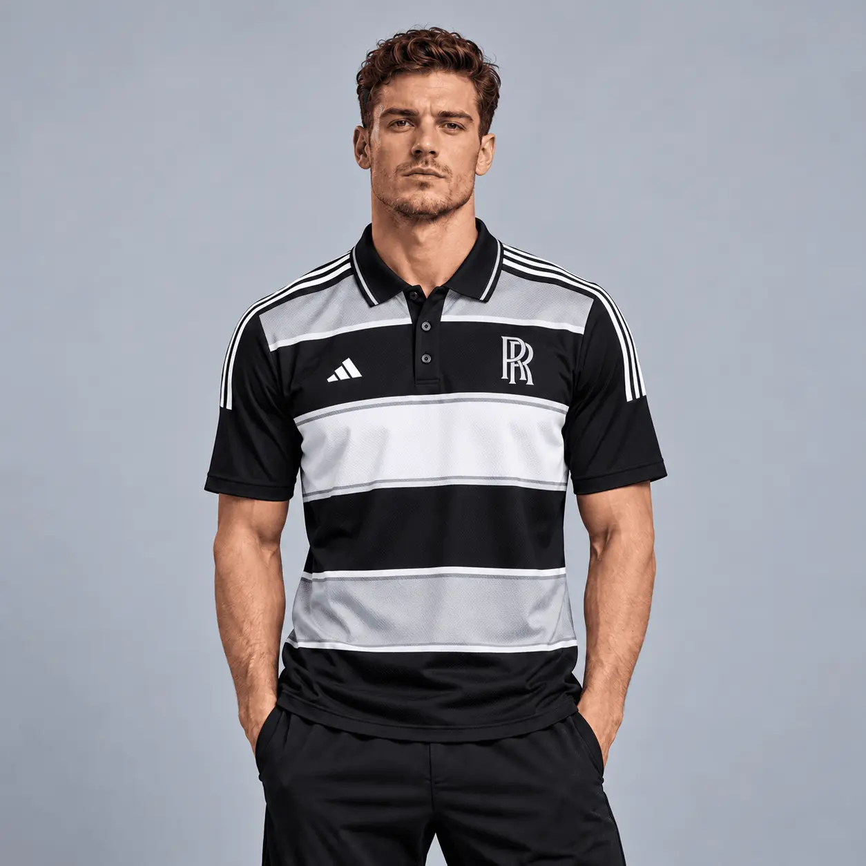 Rolls-royce | Heritage Broad Stripe Three Stripe Short Sleeve Athletic Polo Shirt