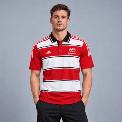 Toyota | Heritage Broad Stripe Three Stripe Short Sleeve Athletic Polo Shirt