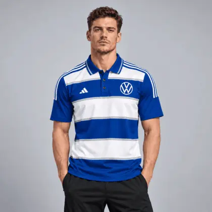 Volkswagen | Heritage Broad Stripe Three Stripe Short Sleeve Athletic Polo Shirt