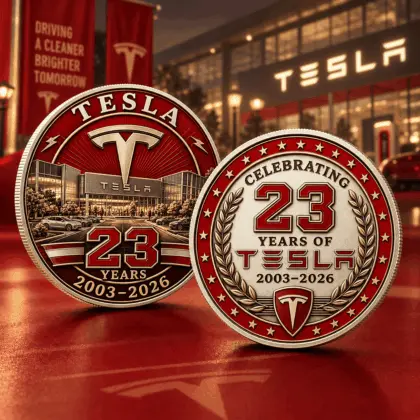 Tesla | Luxury Commemorative Anniversary Double Sided Collectible Challenge Coin