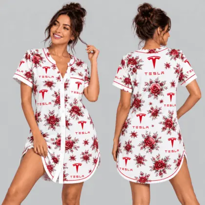 Tesla | Floral Button-Front Women Pajamas Dress