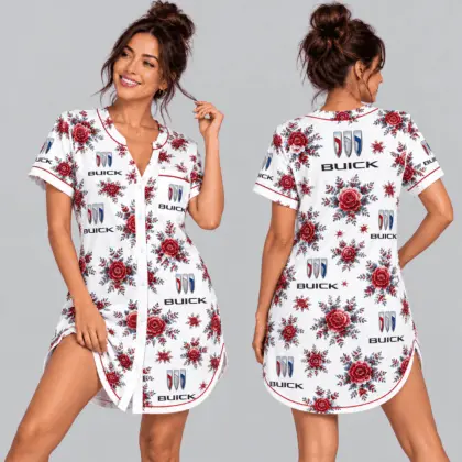 Buick | Floral Button-Front Women Pajamas Dress