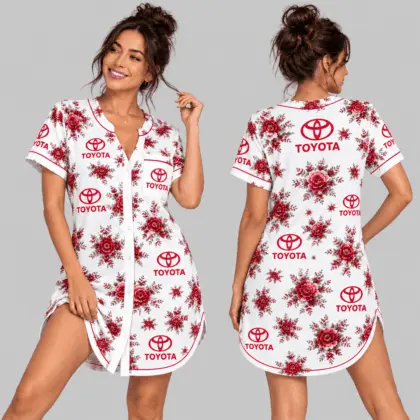 Toyota | Floral Button-Front Women Pajamas Dress