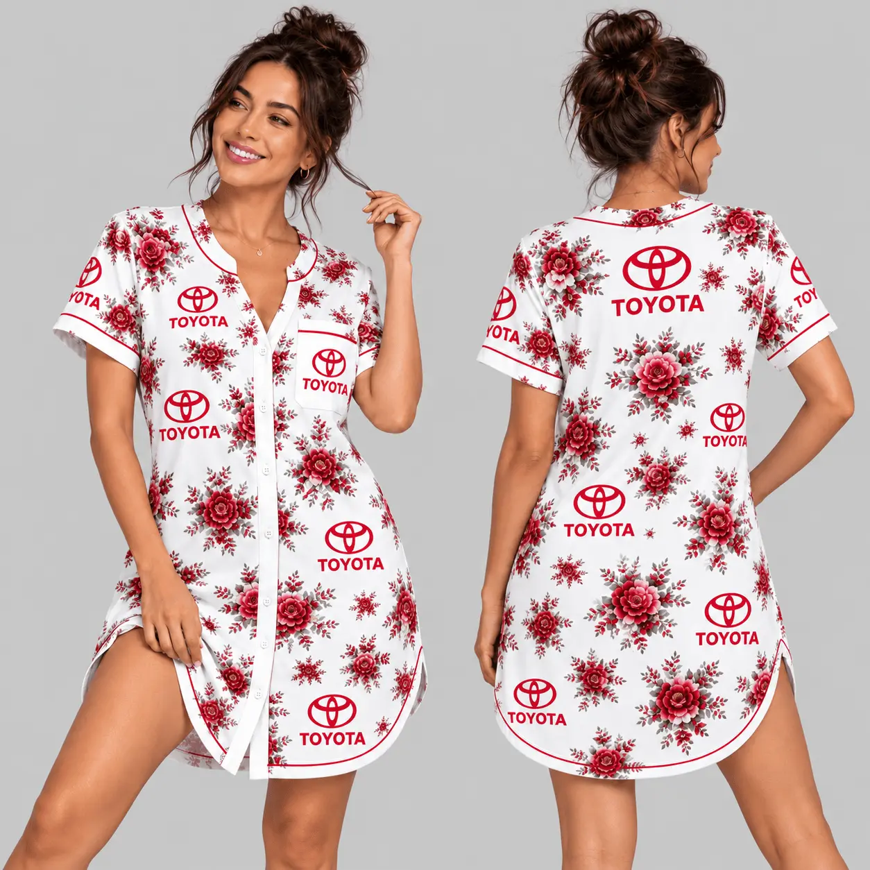 Toyota | Floral Button-Front Women Pajamas Dress