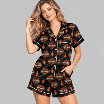 Harley-Davidson | Crest And Floral Satin Pajamas Set