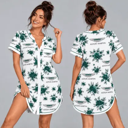 Aston Martin | Floral Button-Front Women Pajamas Dress