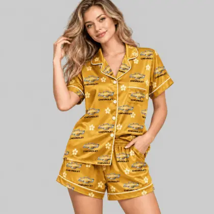 Chevrolet | Crest And Floral Satin Pajamas Set