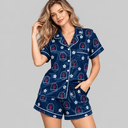Maserati | Crest And Floral Satin Pajamas Set
