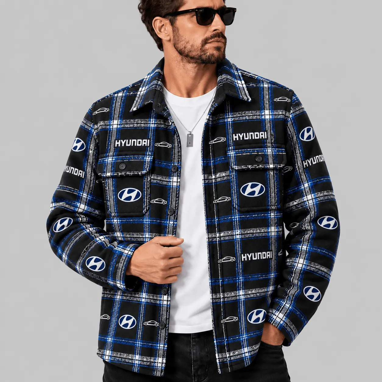 Hyundai | Automotive Motif Plaid Flannel Shirt