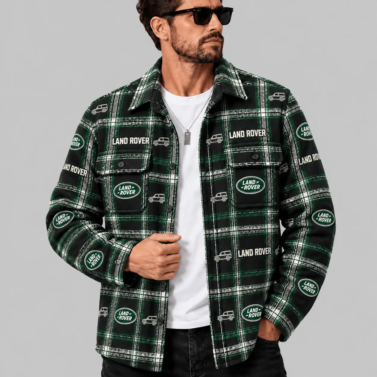 Land Rover | Automotive Motif Plaid Flannel Shirt