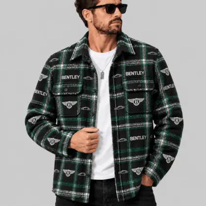 Bentley | Automotive Motif Plaid Flannel Shirt