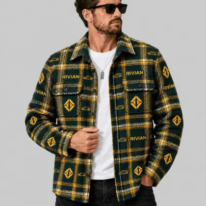 Rivian | Automotive Motif Plaid Flannel Shirt