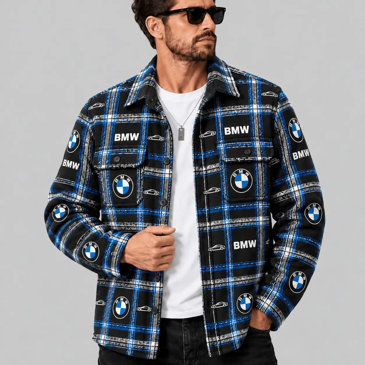 BMW | Automotive Motif Plaid Flannel Shirt