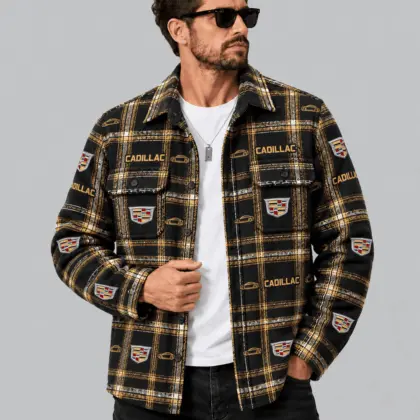 Cadillac | Automotive Motif Plaid Flannel Shirt