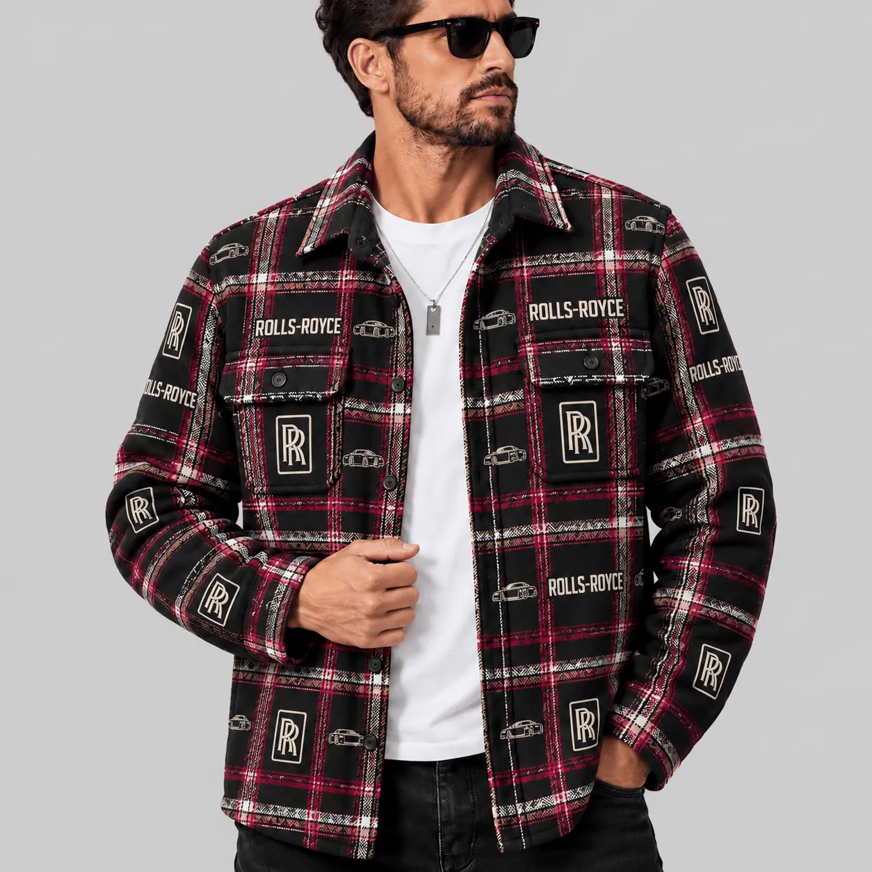 Rolls-Royce | Automotive Motif Plaid Flannel Shirt