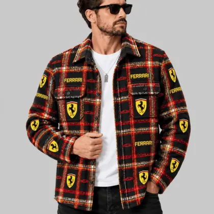 Ferrari | Automotive Motif Plaid Flannel Shirt