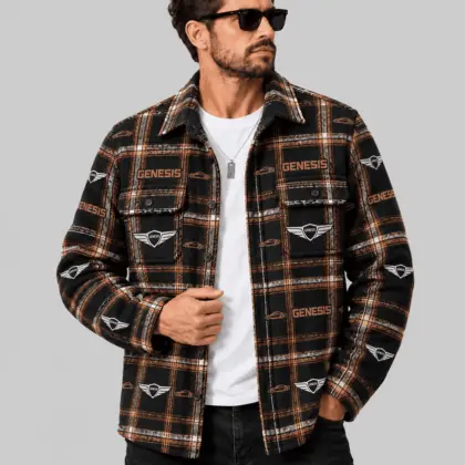 Genesis | Automotive Motif Plaid Flannel Shirt