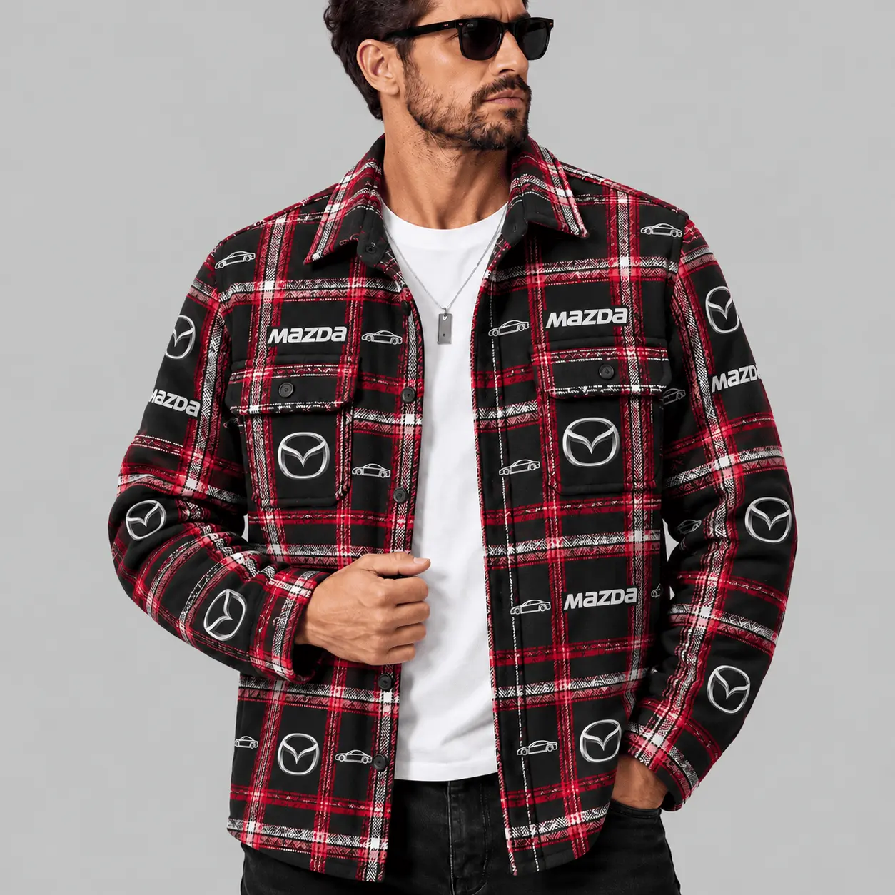 Mazda | Automotive Motif Plaid Flannel Shirt