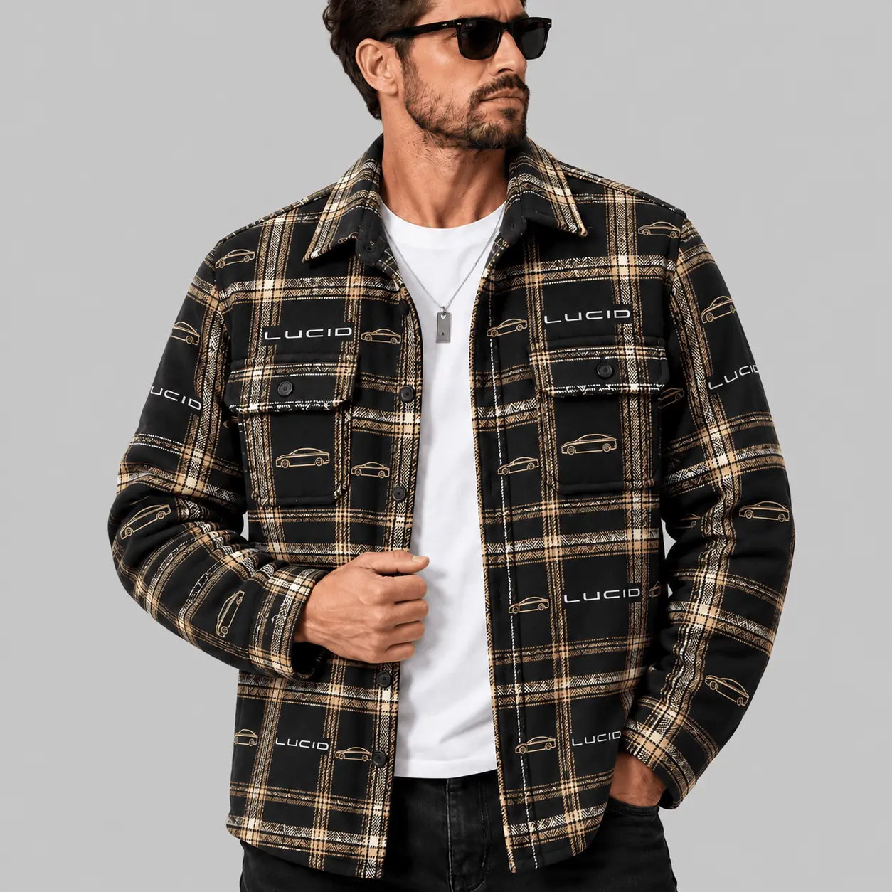 Lucid | Automotive Motif Plaid Flannel Shirt