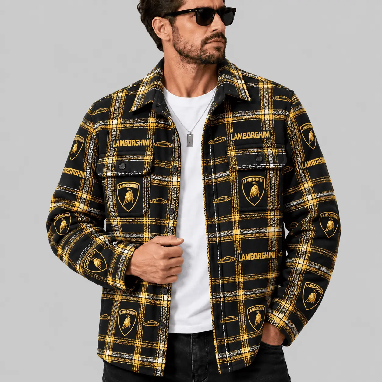 Lamborghini | Automotive Motif Plaid Flannel Shirt