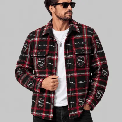 Jaguar | Automotive Motif Plaid Flannel Shirt