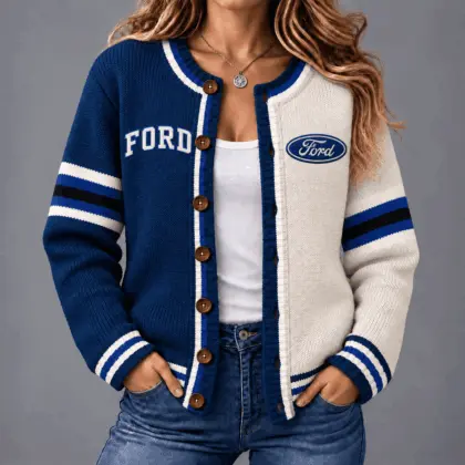 Ford | Retro Two-Tone Button-Up Varsity Cardigan