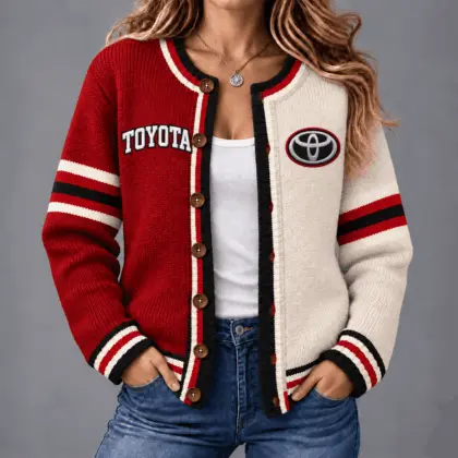 Toyota | Retro Two-Tone Button-Up Varsity Cardigan