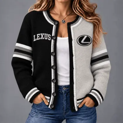 Lexus | Retro Two-Tone Button-Up Varsity Cardigan