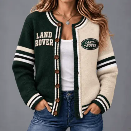 Land Rover | Retro Two-Tone Button-Up Varsity Cardigan