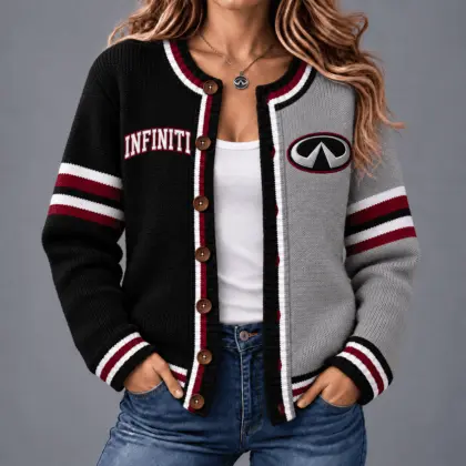 Infiniti | Retro Two-Tone Button-Up Varsity Cardigan