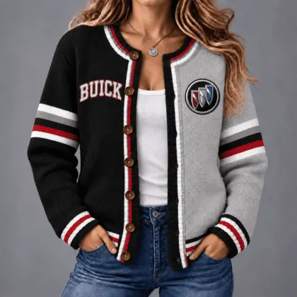 Buick | Retro Two-Tone Button-Up Varsity Cardigan