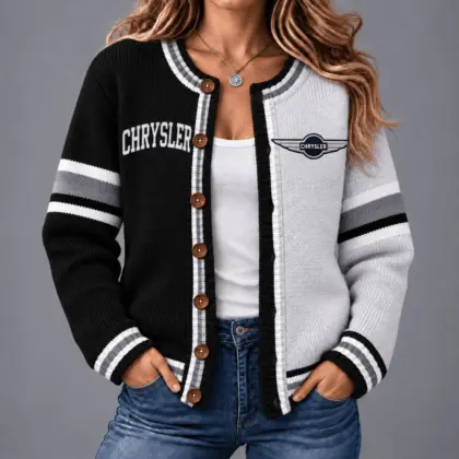 Chrysler | Retro Two-Tone Button-Up Varsity Cardigan