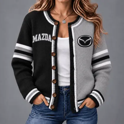 Mazda | Retro Two-Tone Button-Up Varsity Cardigan