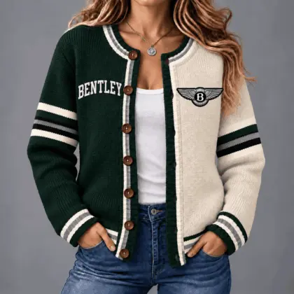 Bentley | Retro Two-Tone Button-Up Varsity Cardigan