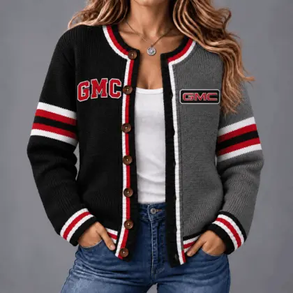 GMC | Retro Two-Tone Button-Up Varsity Cardigan