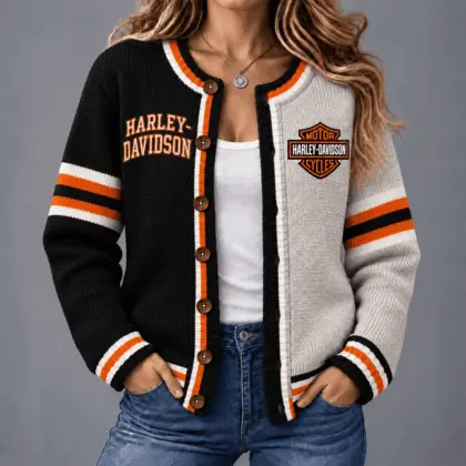Harley-Davidson | Retro Two-Tone Button-Up Varsity Cardigan