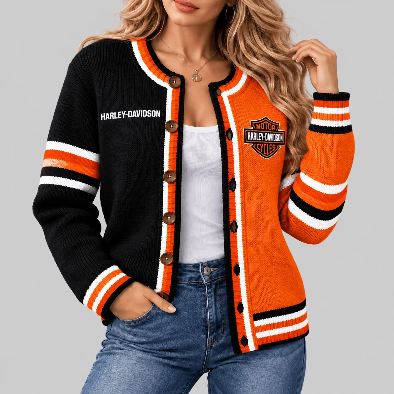 Harley-Davidson | Split Panel Racing Stripe Cardigan