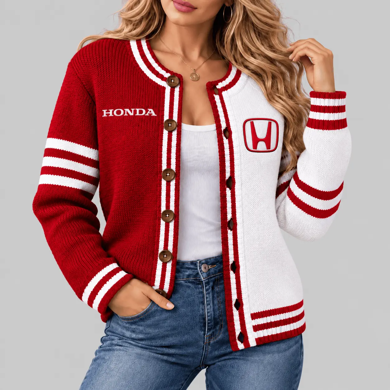 Honda | Split Panel Racing Stripe Cardigan