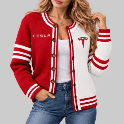 Tesla | Split Panel Racing Stripe Cardigan