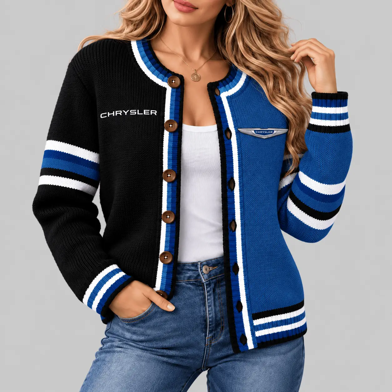 Chrysler | Split Panel Racing Stripe Cardigan