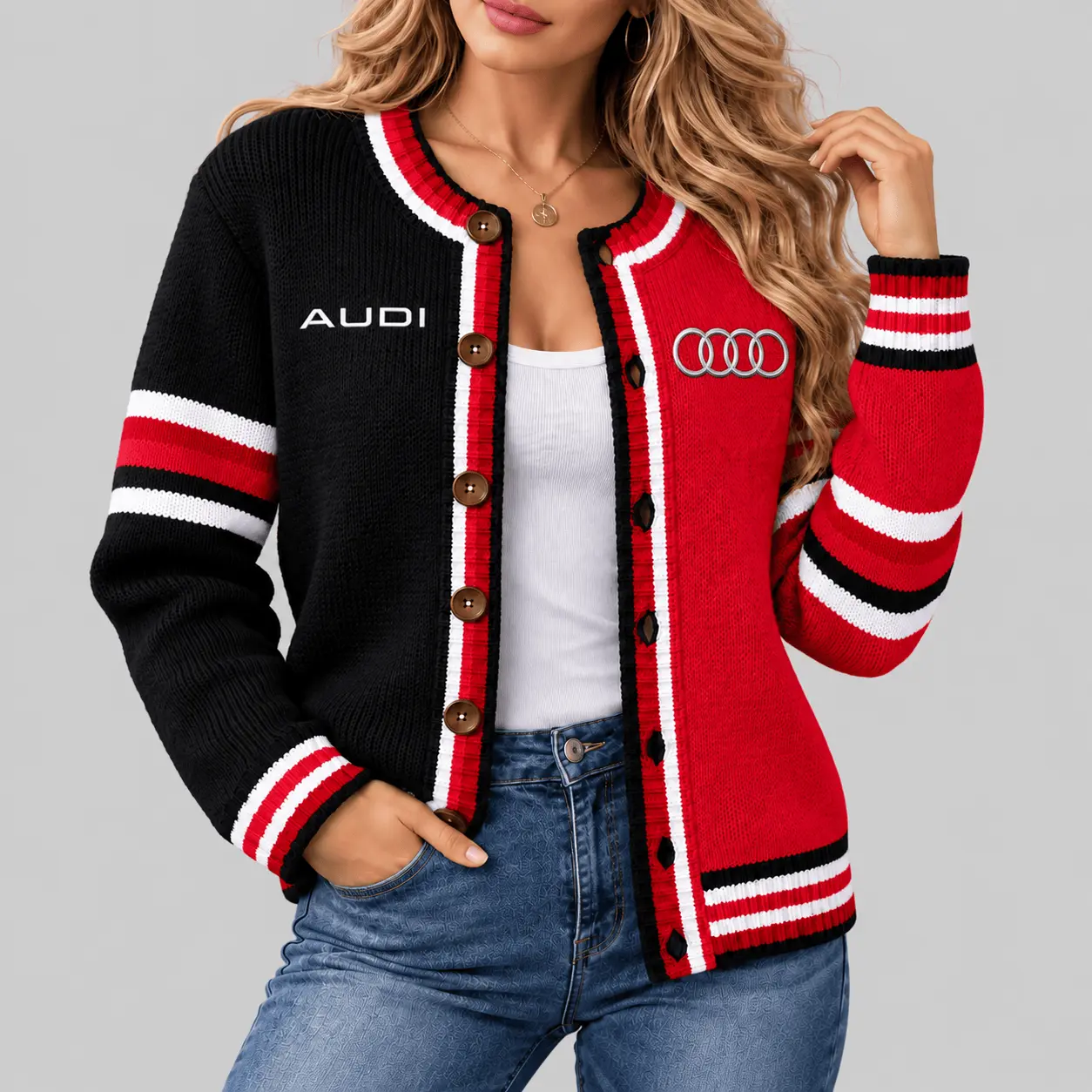 Audi | Split Panel Racing Stripe Cardigan