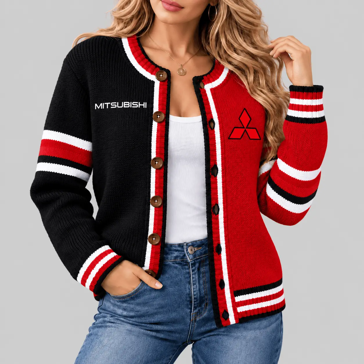 Mitsubishi | Split Panel Racing Stripe Cardigan