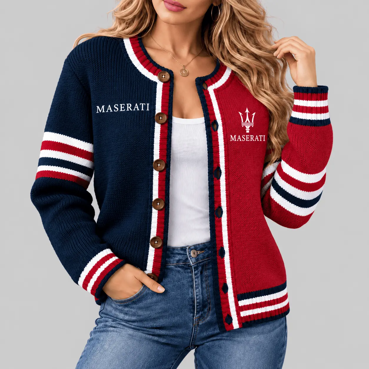 Maserati | Split Panel Racing Stripe Cardigan