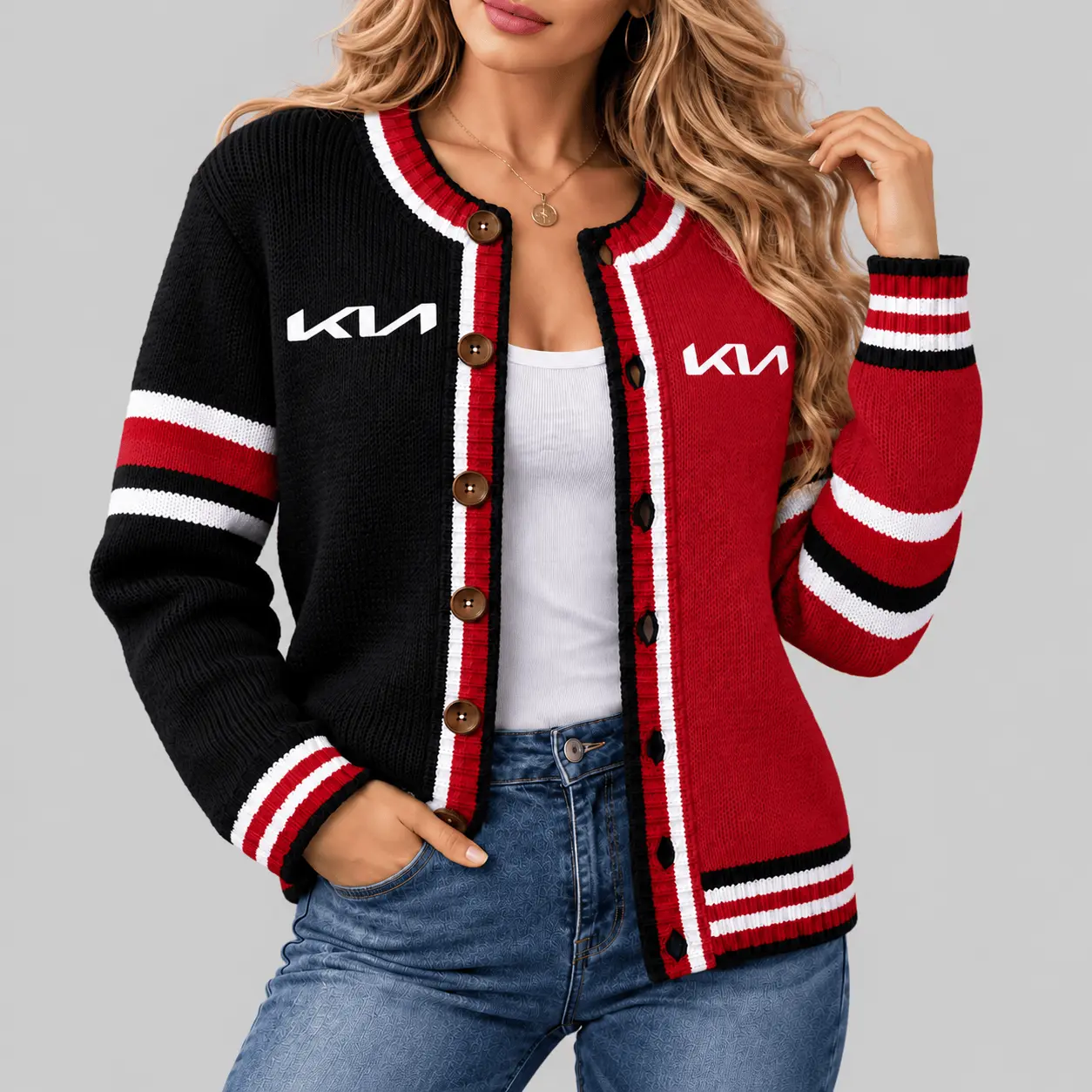 Kia | Split Panel Racing Stripe Cardigan