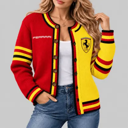 Ferrari | Split Panel Racing Stripe Cardigan